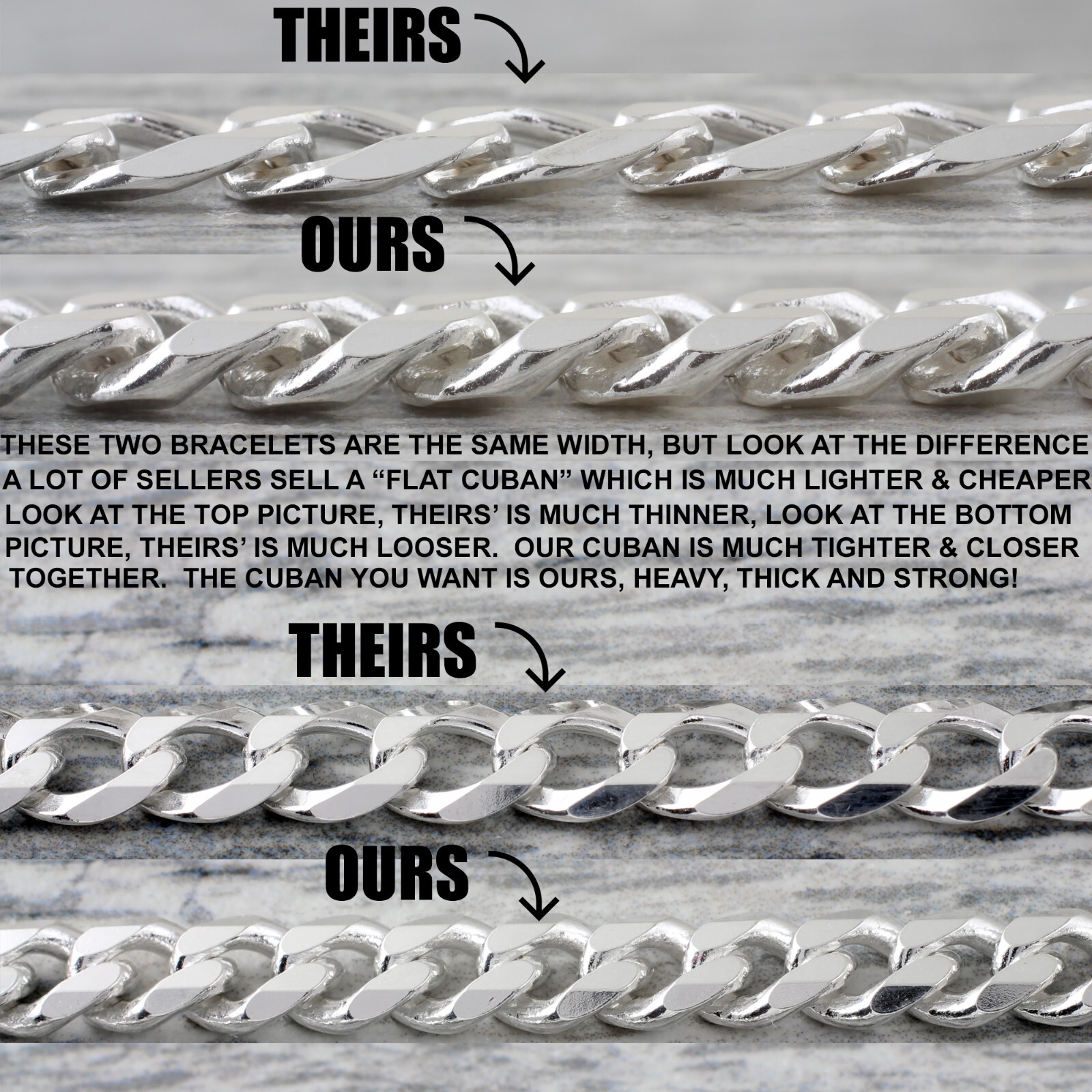 Guaranteed 925 Sterling Silver Cuban Curb Chain Necklace Solid & Heavy Version