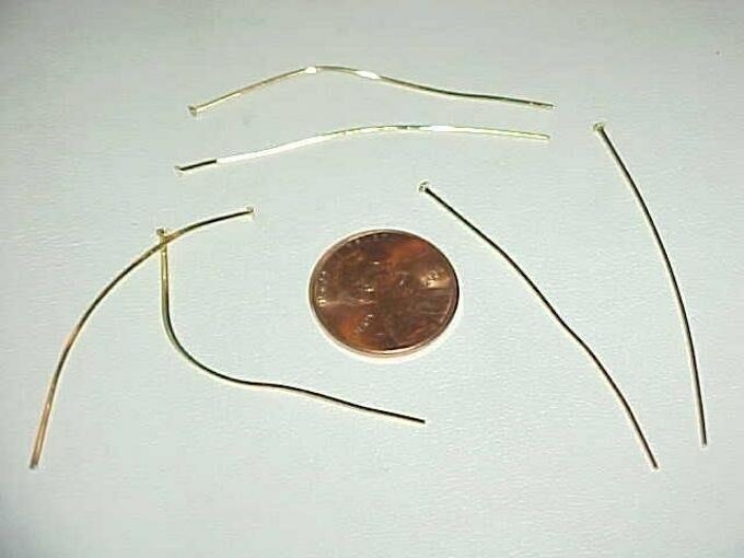 100 VINTAGE GOLD PLATE BENDABLE NAIL 2 INCH HEAD PINS L866