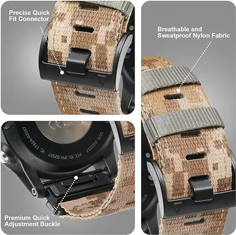 QuickFit 22mm 26mm Nylon Strap For Garmin Fenix 7 7X 6X Pro/Epix Pro Gen 2 51mm