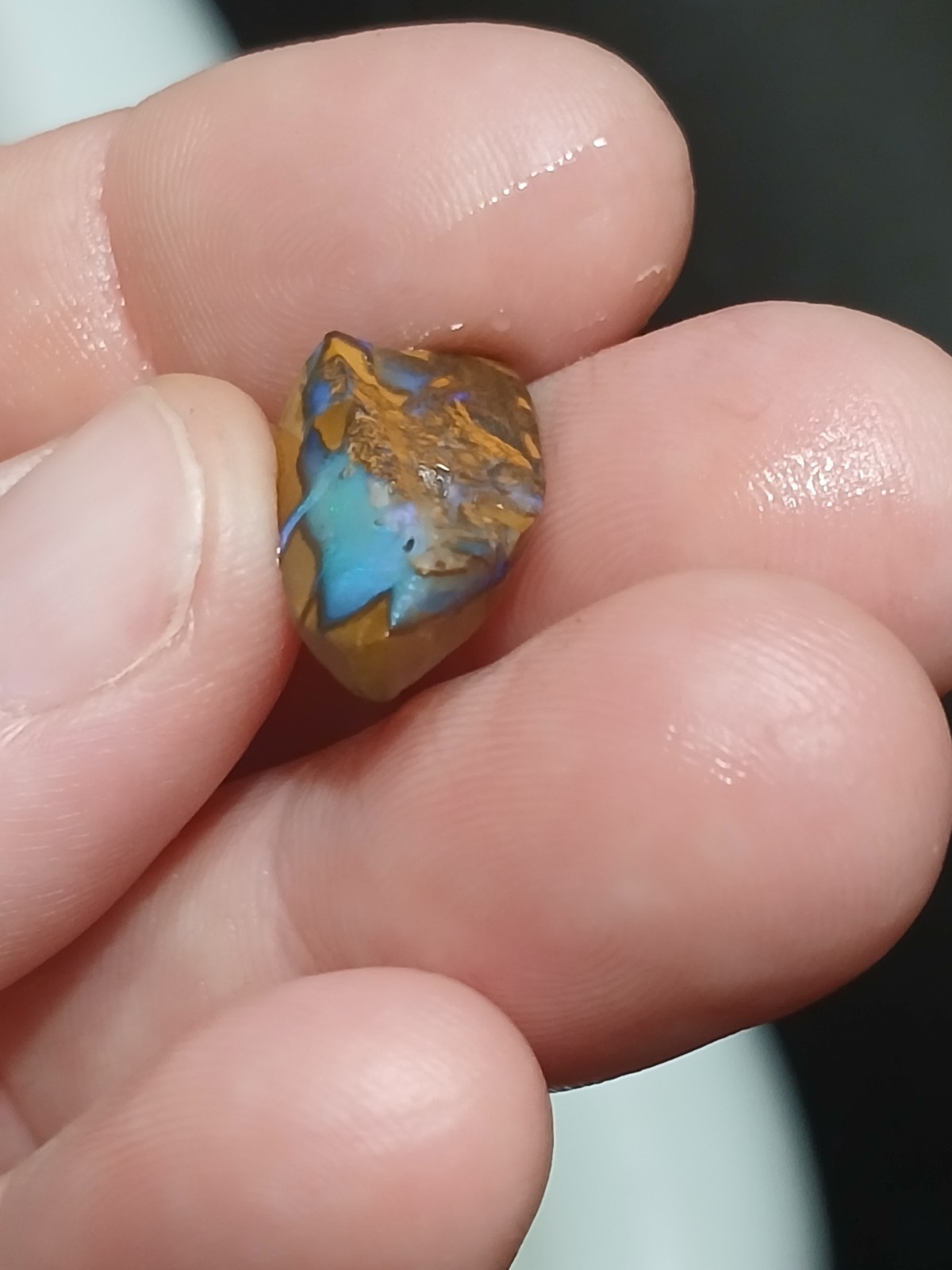 Australia Boulder Opal Unknown Field Blue Green R2037 Specimen 6 Carat