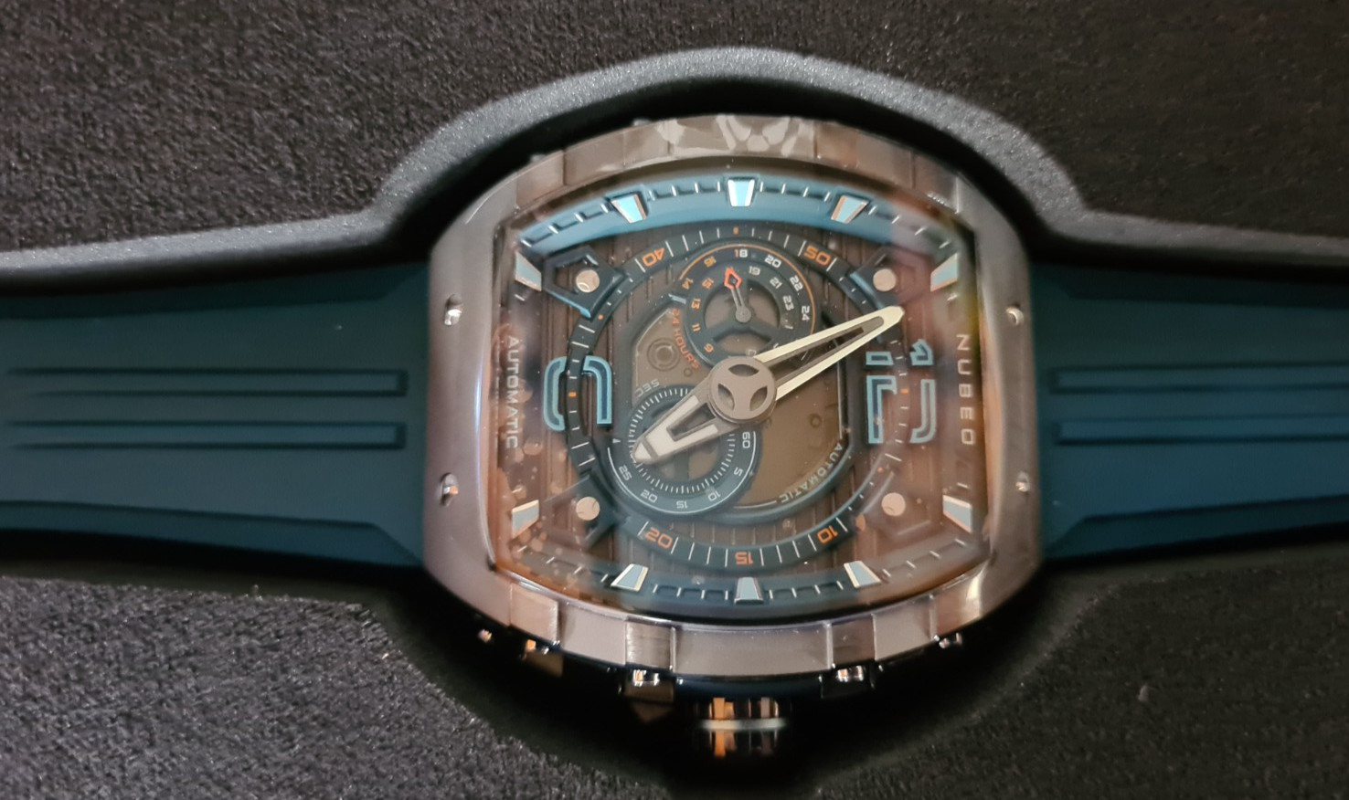 Nubeo Magellan Retro Blue 24HR Automatic Watch