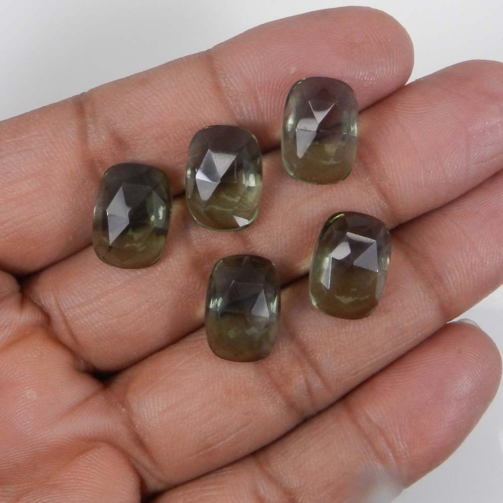 Natural Green Amethyst Rectangle Rose Cut 6x8mm to 12x16mm Loose Gemstone