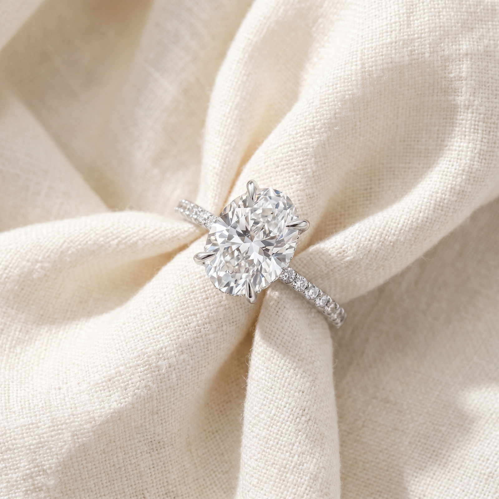 Certified 4.55Ct Oval Diamond Side Halo Engagement Ring 14k White Gold Lab Grown