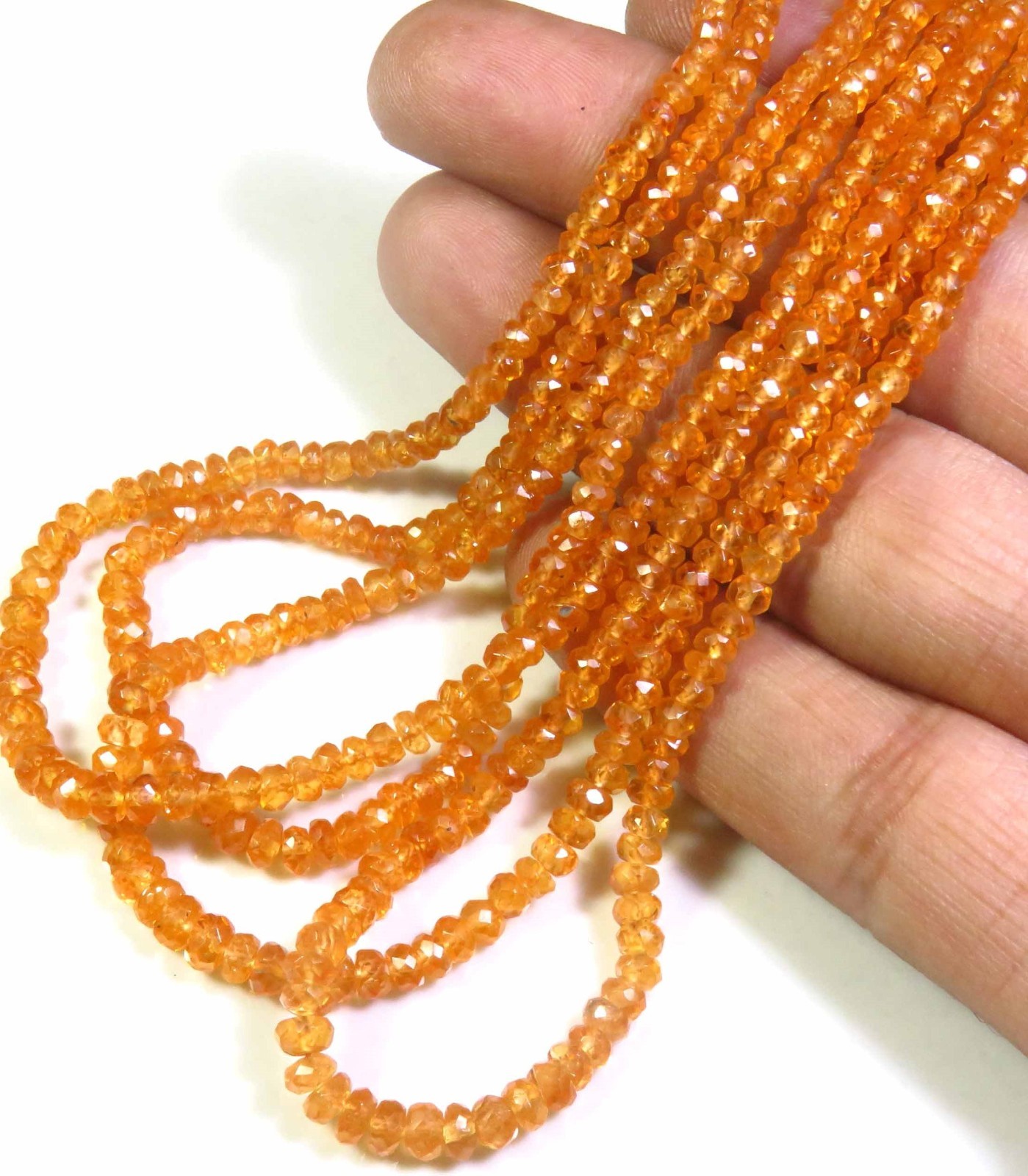Natural Fanta Garnet Faceted Rondelle Spessartine Beads 8″Strand 2.5-4mm LC-1922