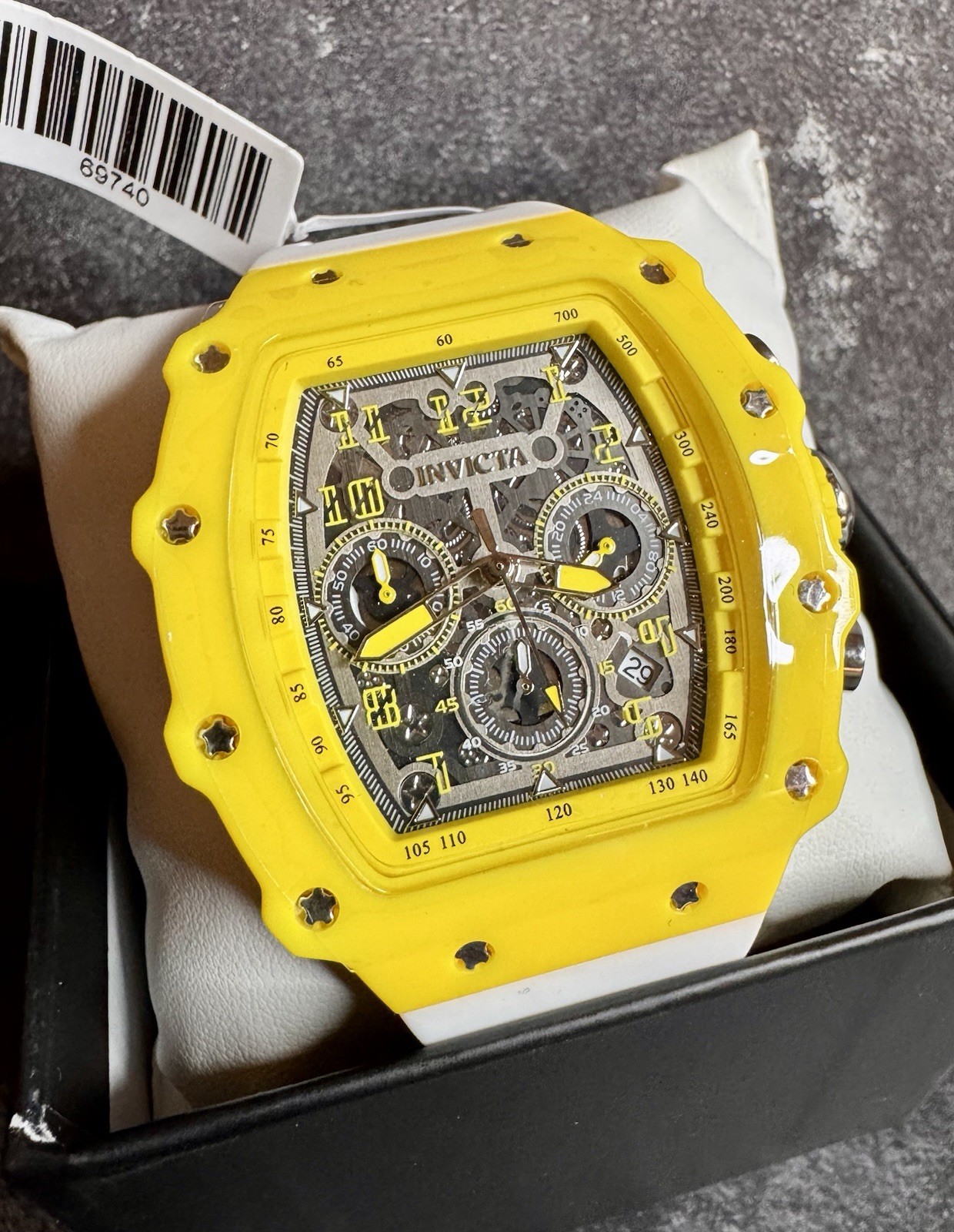 Invicta Racing 69740 Race Miami Special Edition Yellow Skeleton Chronograph NIB