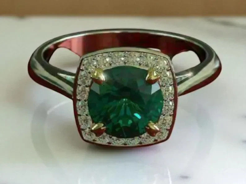 Art Deco 2.90Ct Natural Emerald Antique Vintage Wedding Ring 925 Sterling Silver