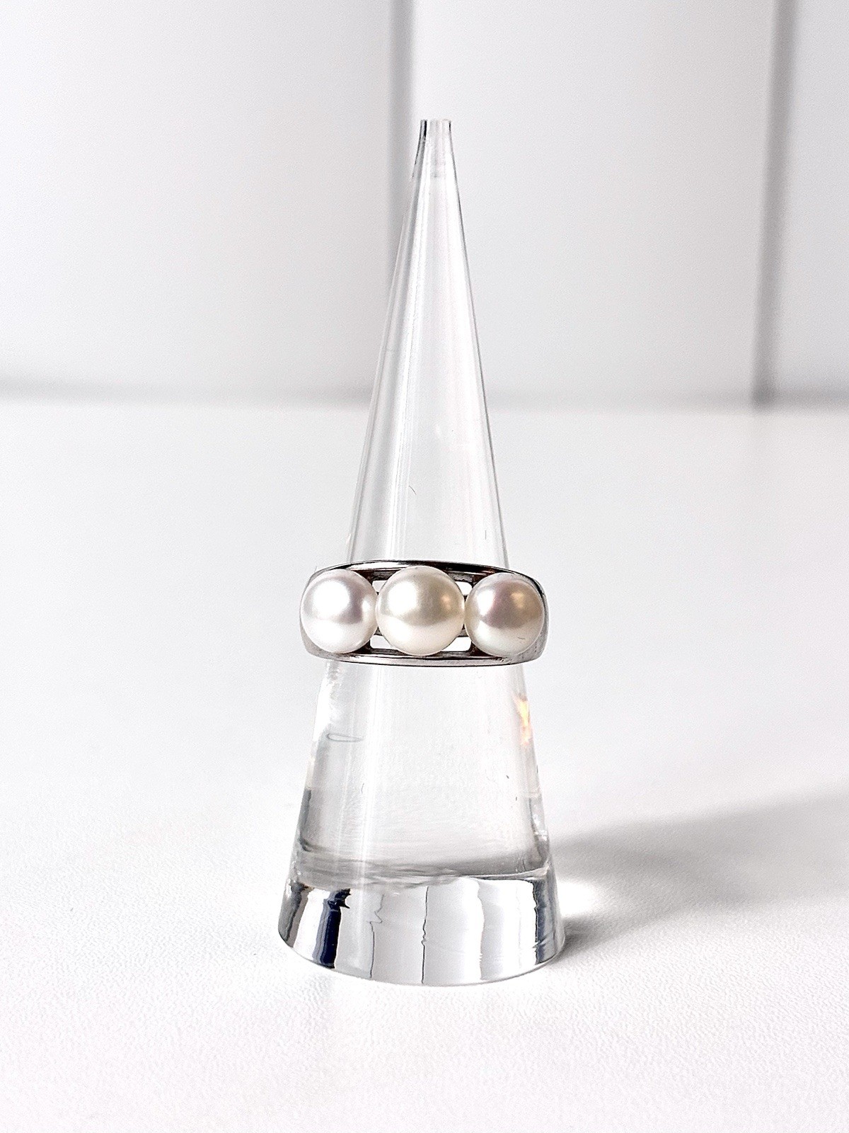 Vintage Triple Genuine Freshwater Pearls 925 Sterling Silver Ring, Size 6