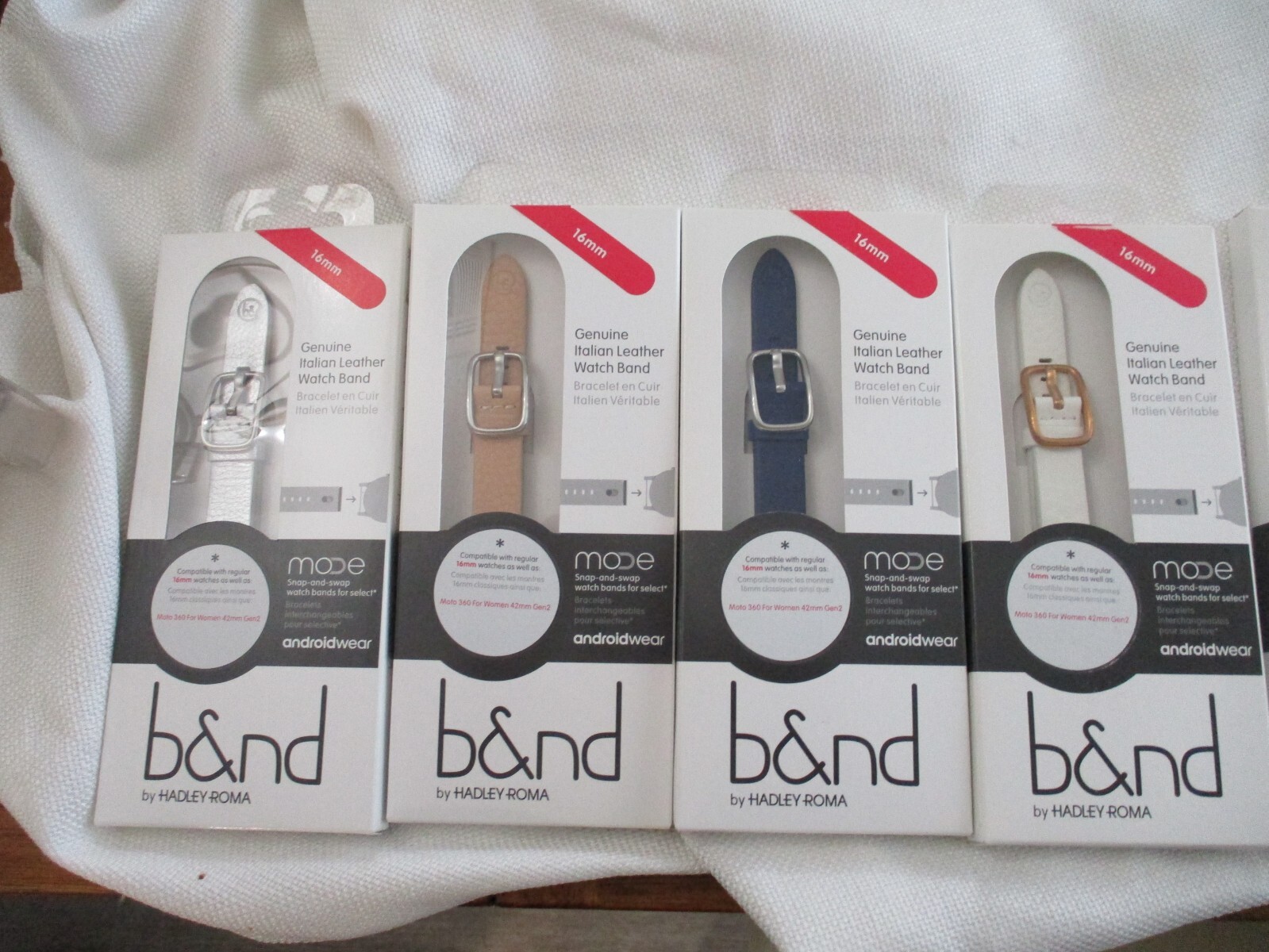 B&ND bnd200 Mode Genuine Leather Android Wear Smart Watch Band 16mm lot 4 colors
