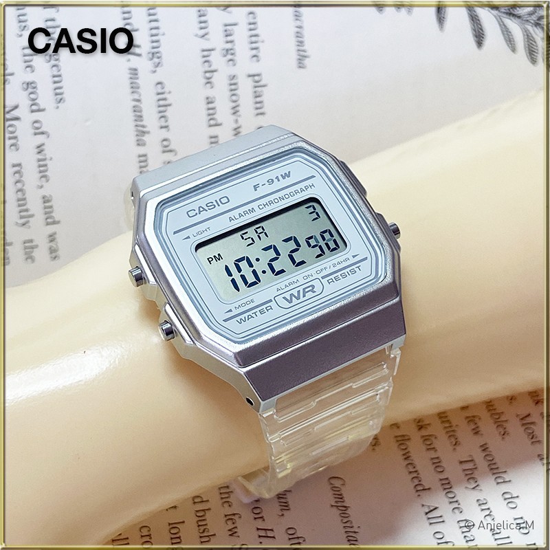 CASIO F91WS-7C Silver Translucent Unisex Digital Watch NEW
