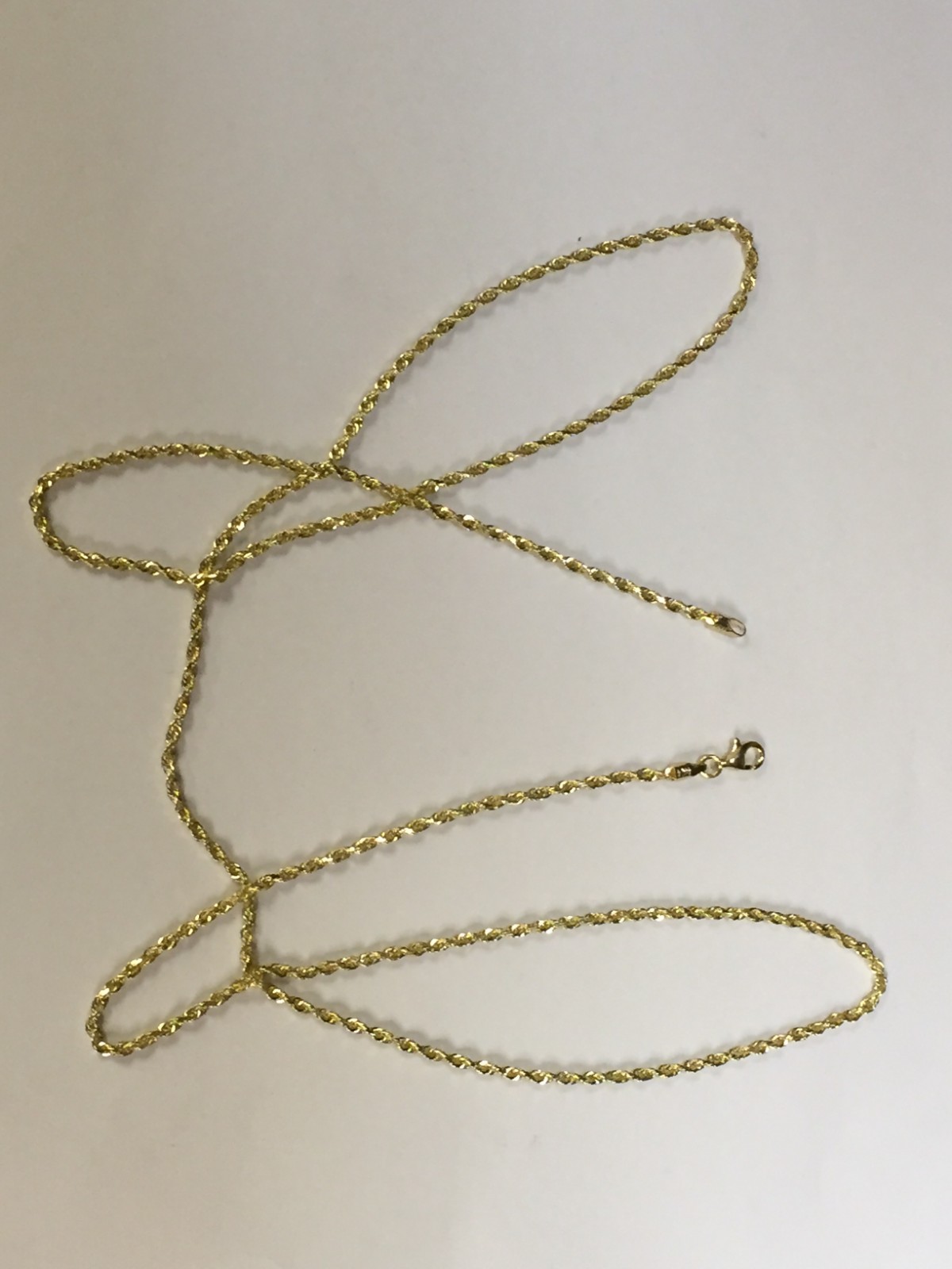 10k White Gold Solid ROPE Link Chain/Bracelet 7″ 1.5 mm 1.2 grams