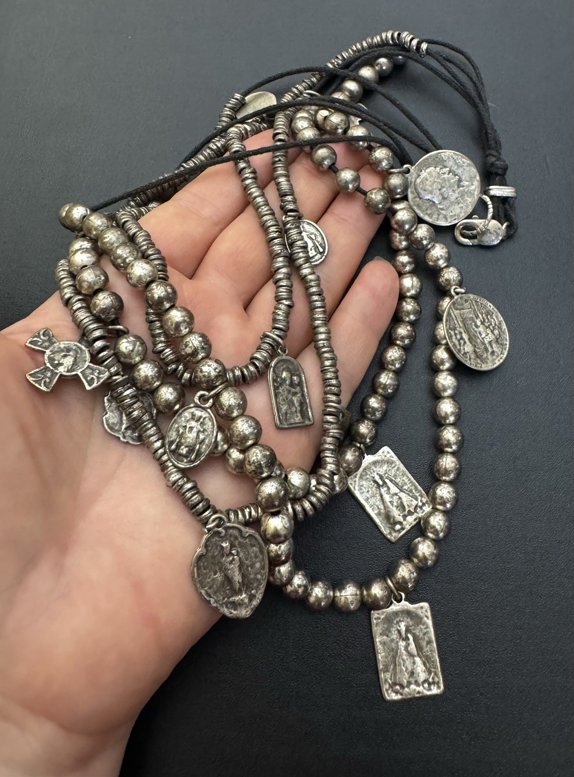 BANDE DE VAGABONDS Turkish Icon Charms Necklace/Silver Tone/Multi Strand
