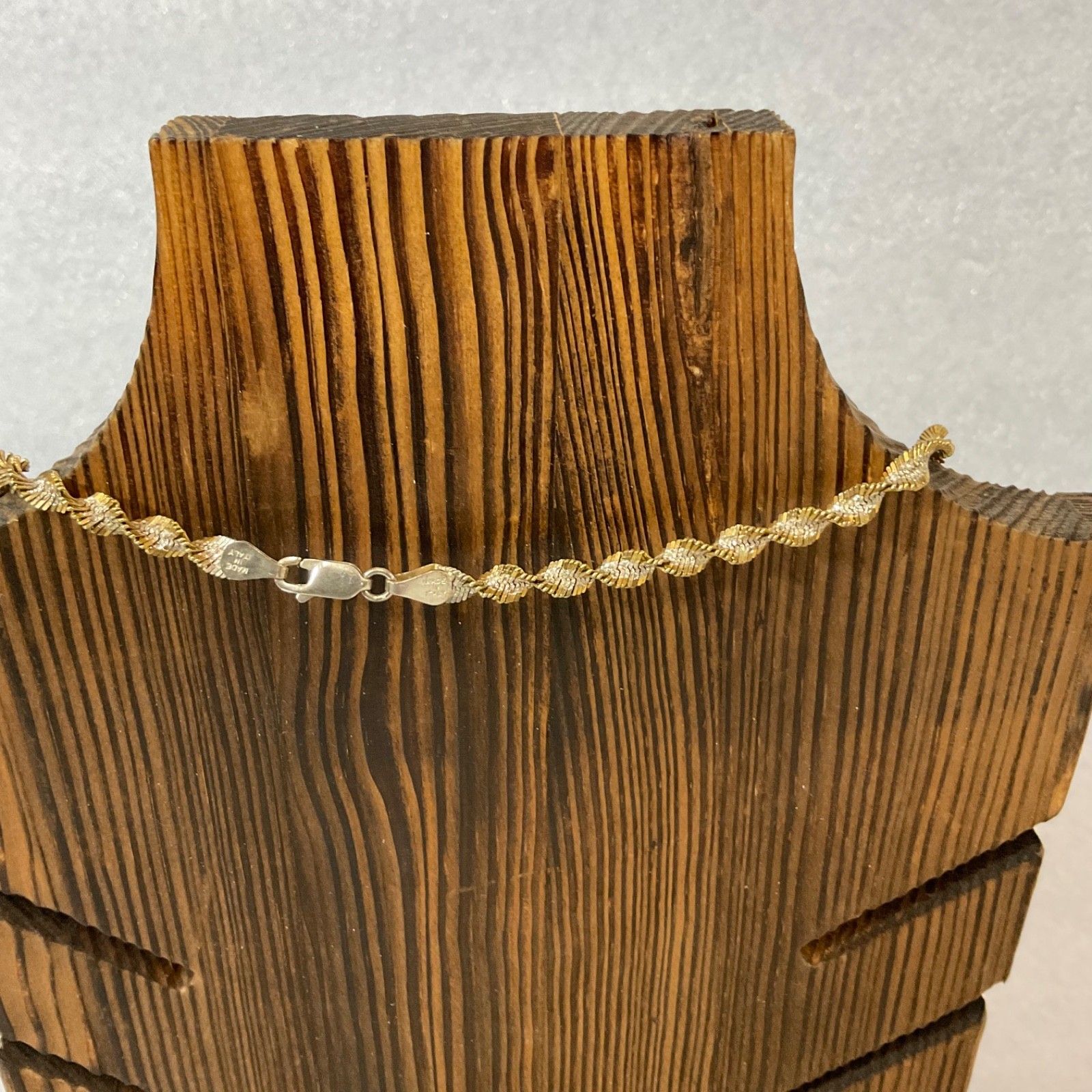 28in 925 Silver Two Tone Twisted Chain Necklace Italy 18.95g
