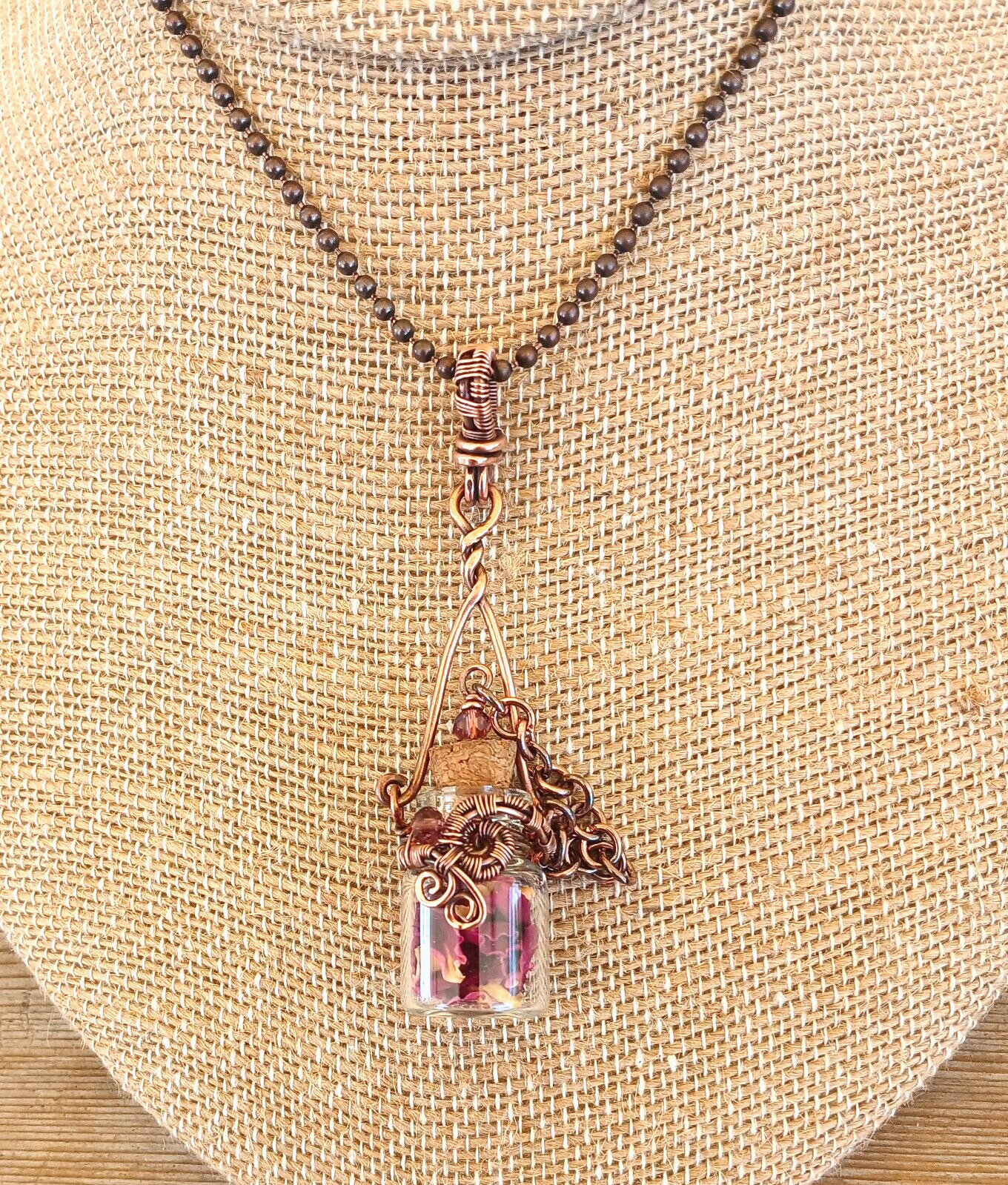 Fairy Bottle Necklace, Hand-wrapped Boho Pendant, Romantic Renaissance Style
