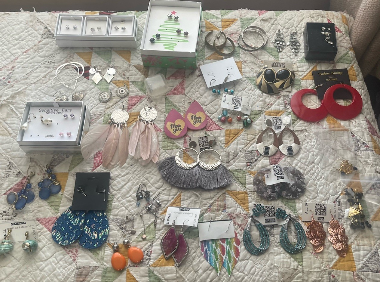 EARRINGS LOT DANGLE DROP HOOP STUD RHINESTONE