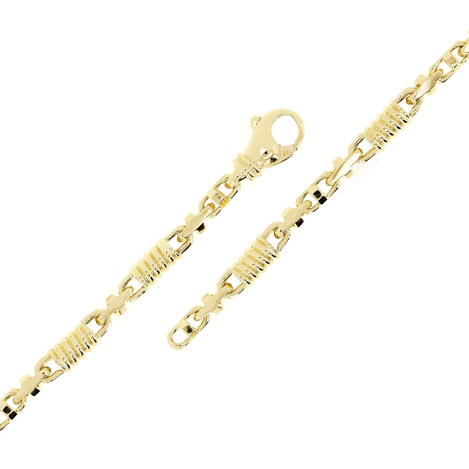 10k Yellow Gold Solid Handmade Spring Barrel & Oval Link Bracelet 8″ 5.4mm 16g