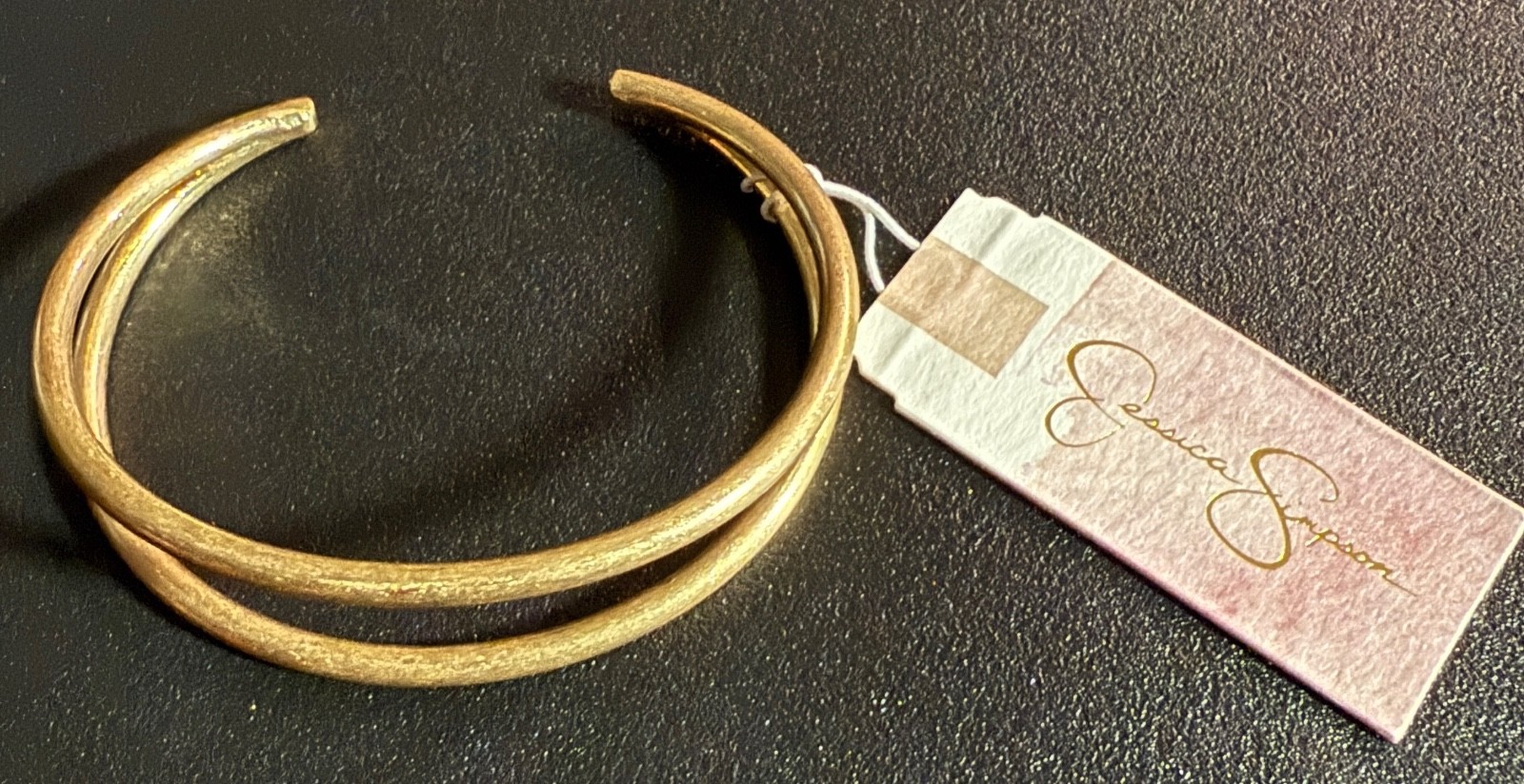 NEW with Tags Jessica Simpson Bracelet Bangle Brushed Gold Tone