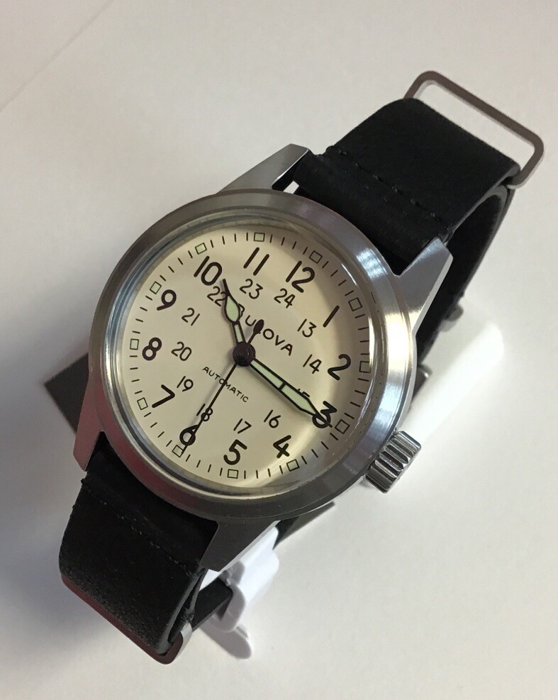 BULOVA Men’s Hack Series Military Black NATO Automatic WATCH 96A246