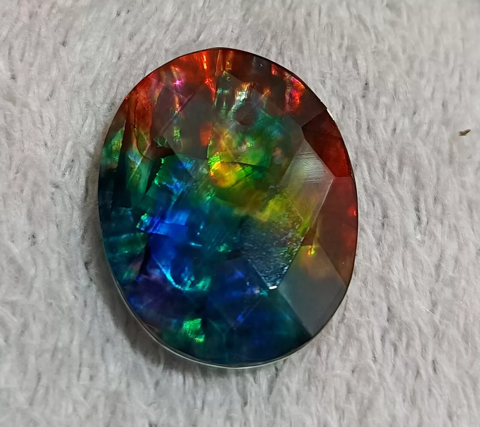 22.50 Ct Natural Ammolite Oval Opal-Like Organic Doublet Rare Loose GEMSTONE