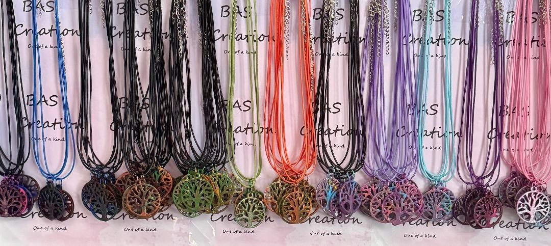Wood Tree Of Life Necklace One Of A Kind Hand-Painted By A Local Ozark Artist-Me