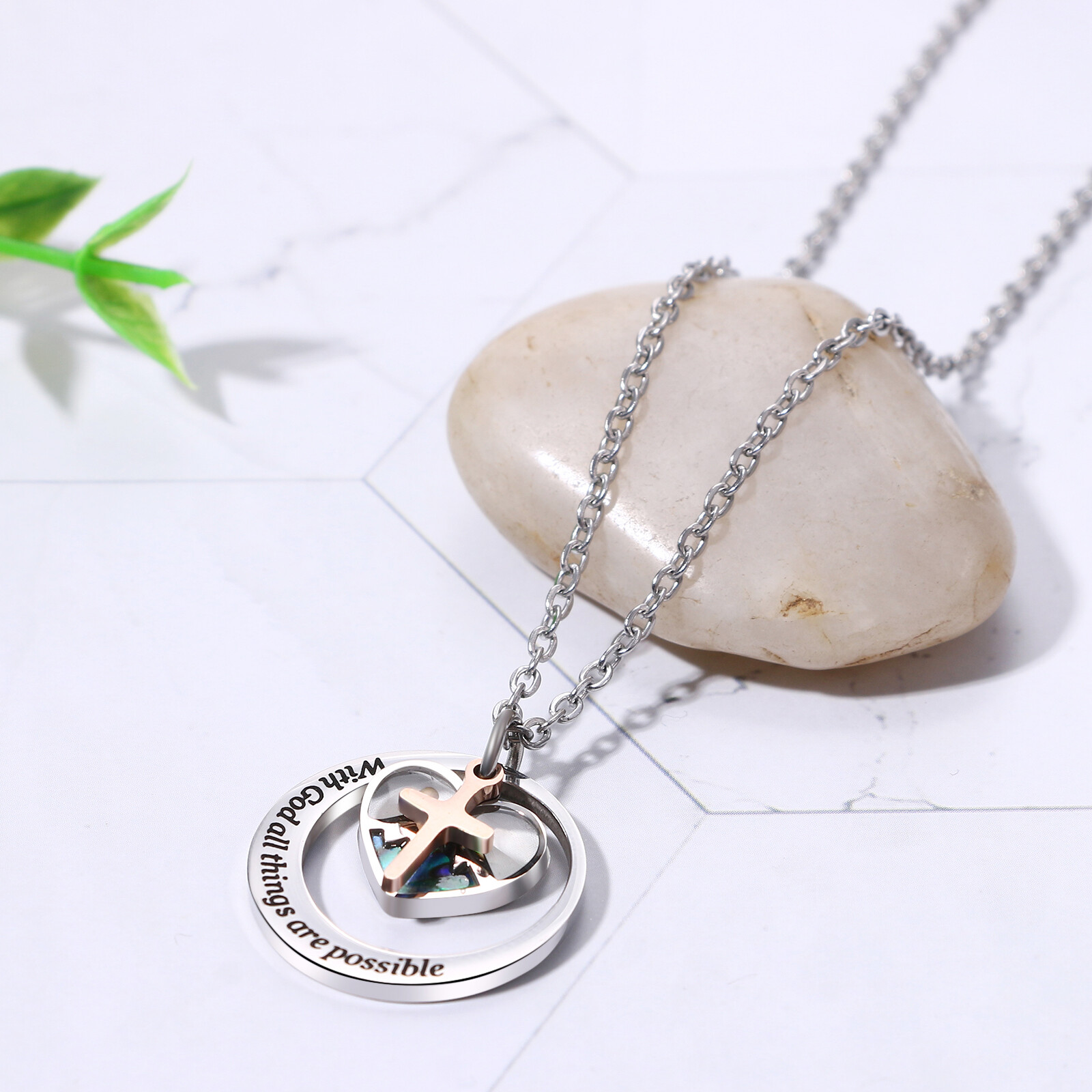 Mustard Seed Faith Necklace With God All Things are possible Cross Pendant Chain