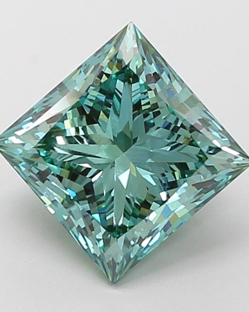 CERTIFIED Natural Green Earth Mined Diamond 5.05 Ct Princess VVS1/ 9.5 mm