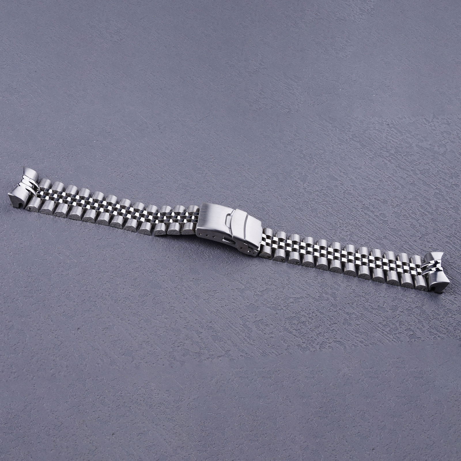 For Seiko Black Samurai SRPF79 22mm Silver Solid Curved End Jubilee Bracelets