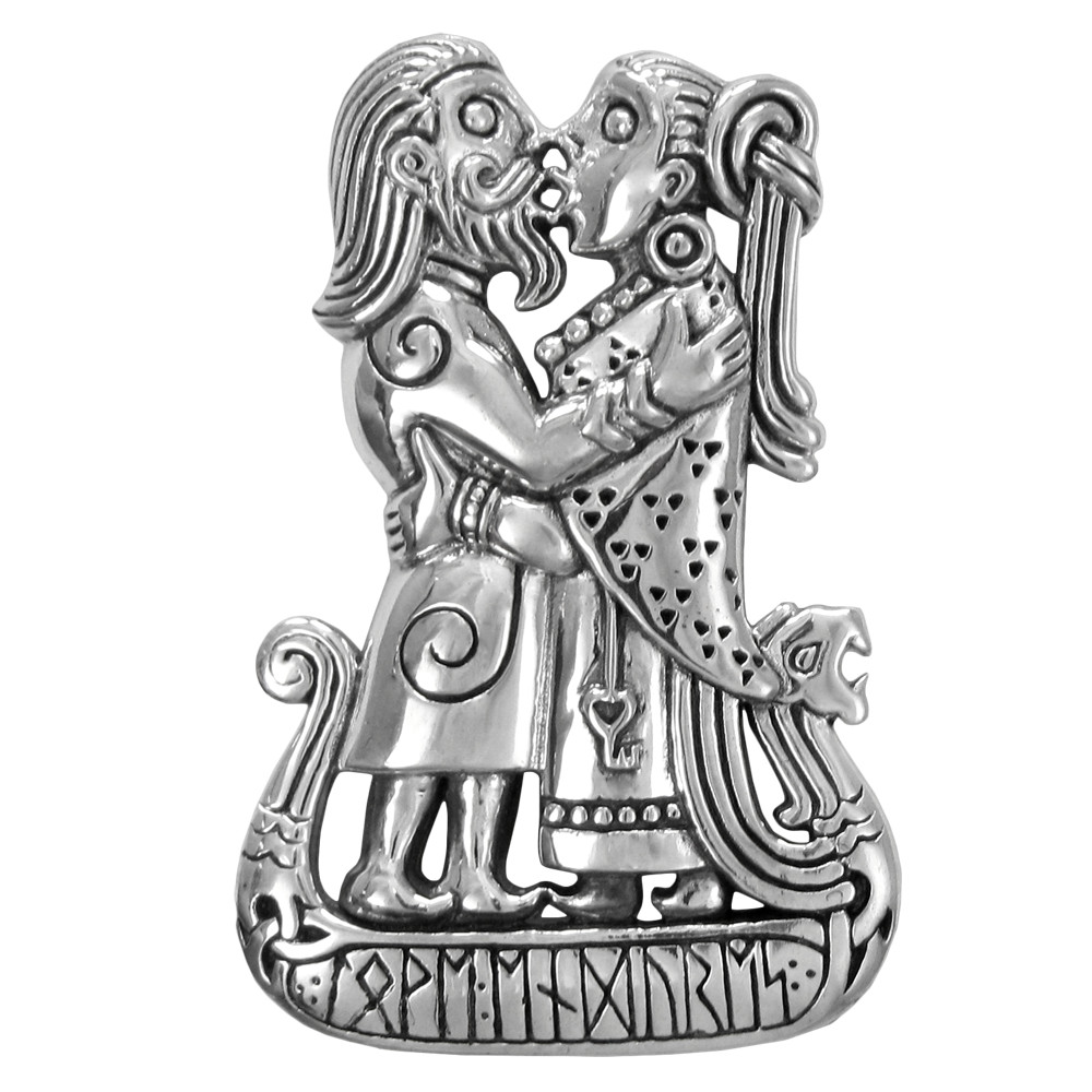 Sterling Silver Viking Kiss Norse Gods Pendant Dryad Design Asatru Love Jewelry