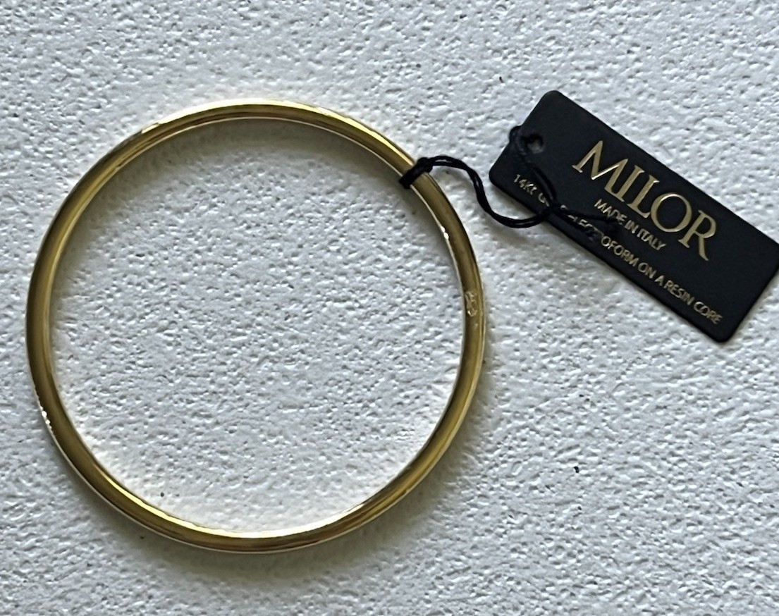 New NWT Milor 14k Gold Electroform on Resin Bangle Bracelet Italy
