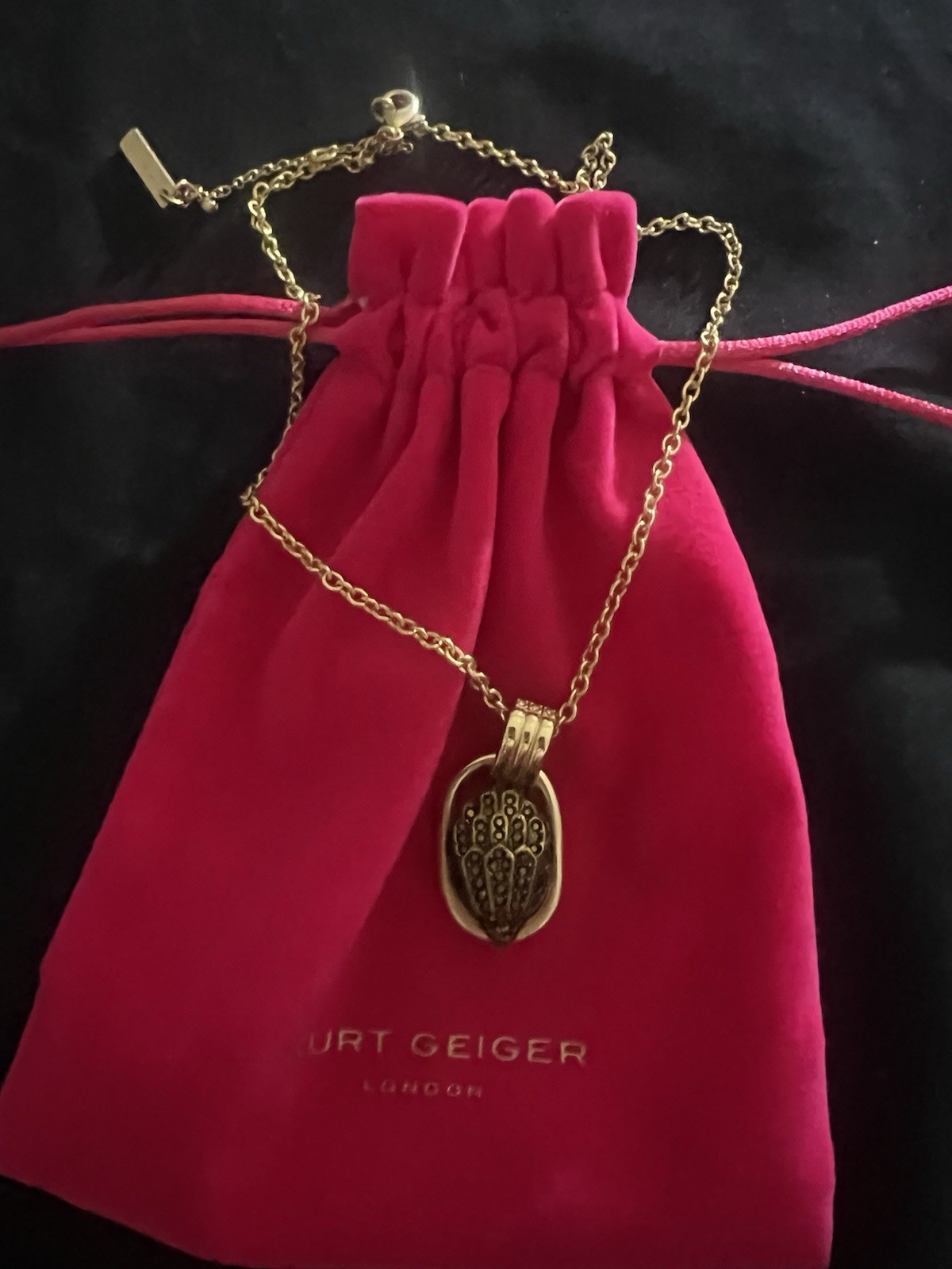 Kurt Geiger Jewelry Gold Necklace Signature Crystal Pave Eagle Head Pendant