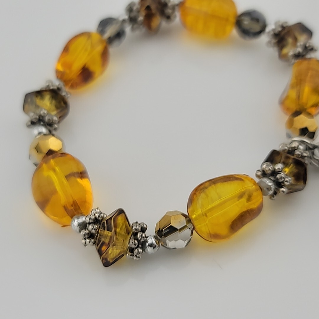 Alexa’s Angels Amber Color Beaded Heart Treasure Box 7″ Stretch Bracelet