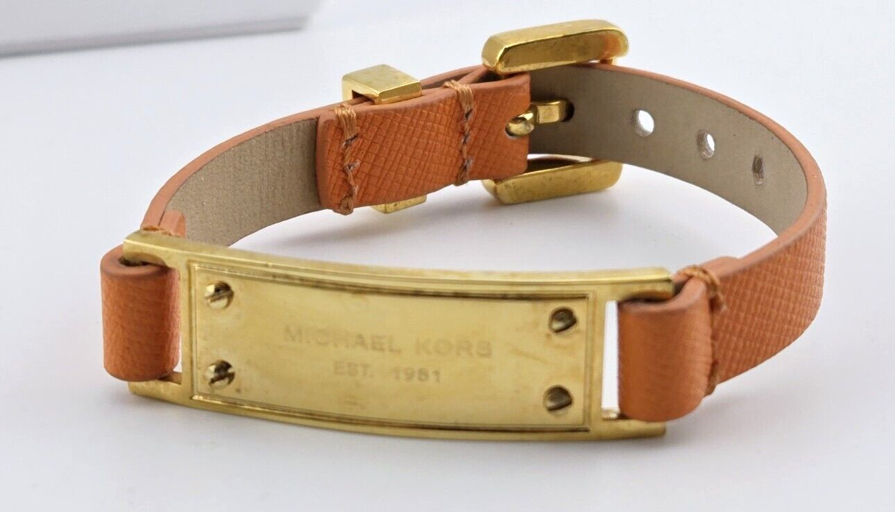 Michael Kors Logo Faux Leather Band Bracelet Orange