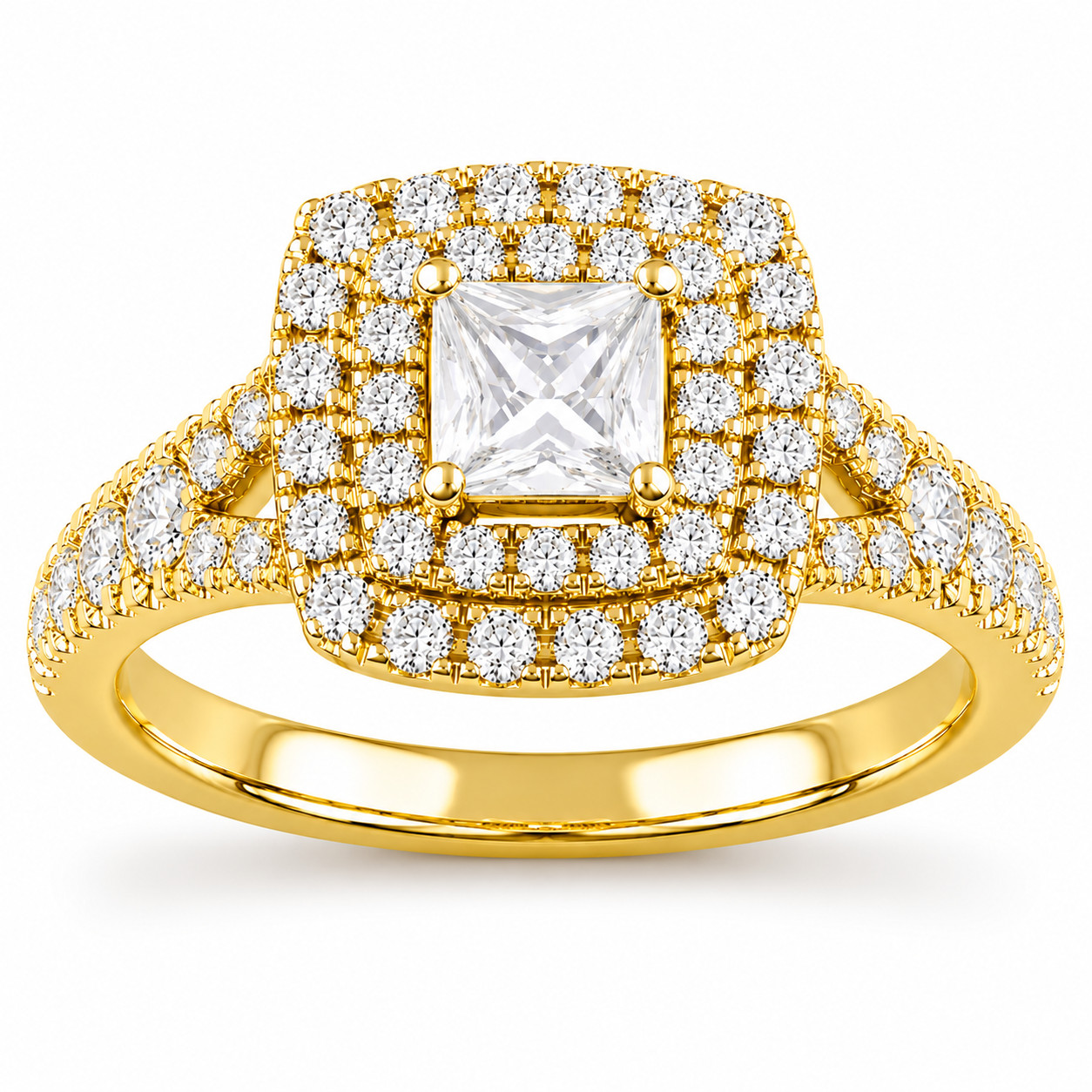 1.00Ct Pear & Round Moissanite Halo Engagement Ring in 925 Silver for Women