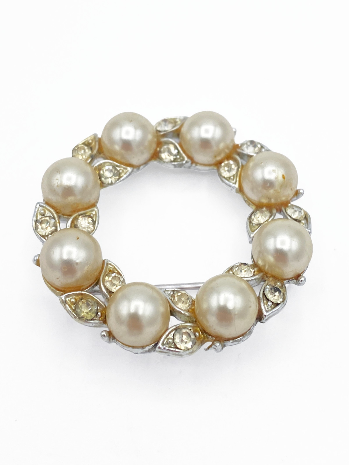 Vintage Faux Pearl Jewelry Lot 60in Necklace Lisner Brooch Spain Ring