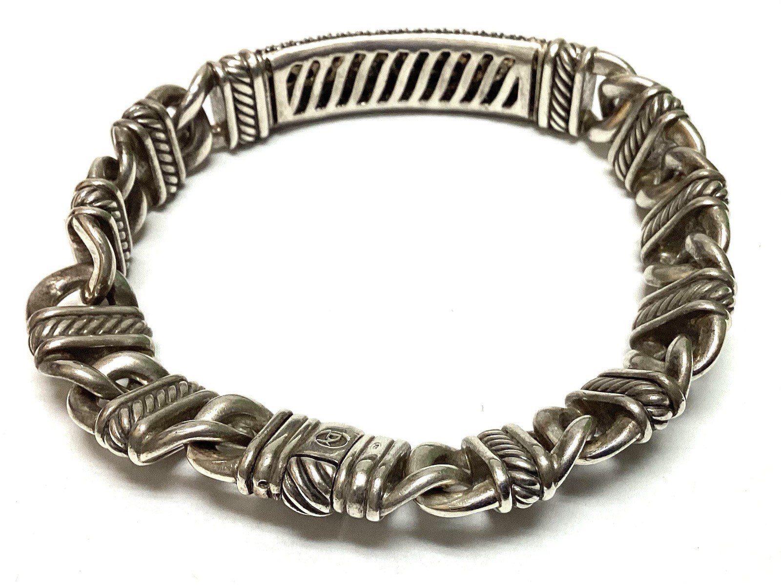 David Yurman ID Madison 8 1/4” Bracelet Black Diamond Sterling Silver 61.0g