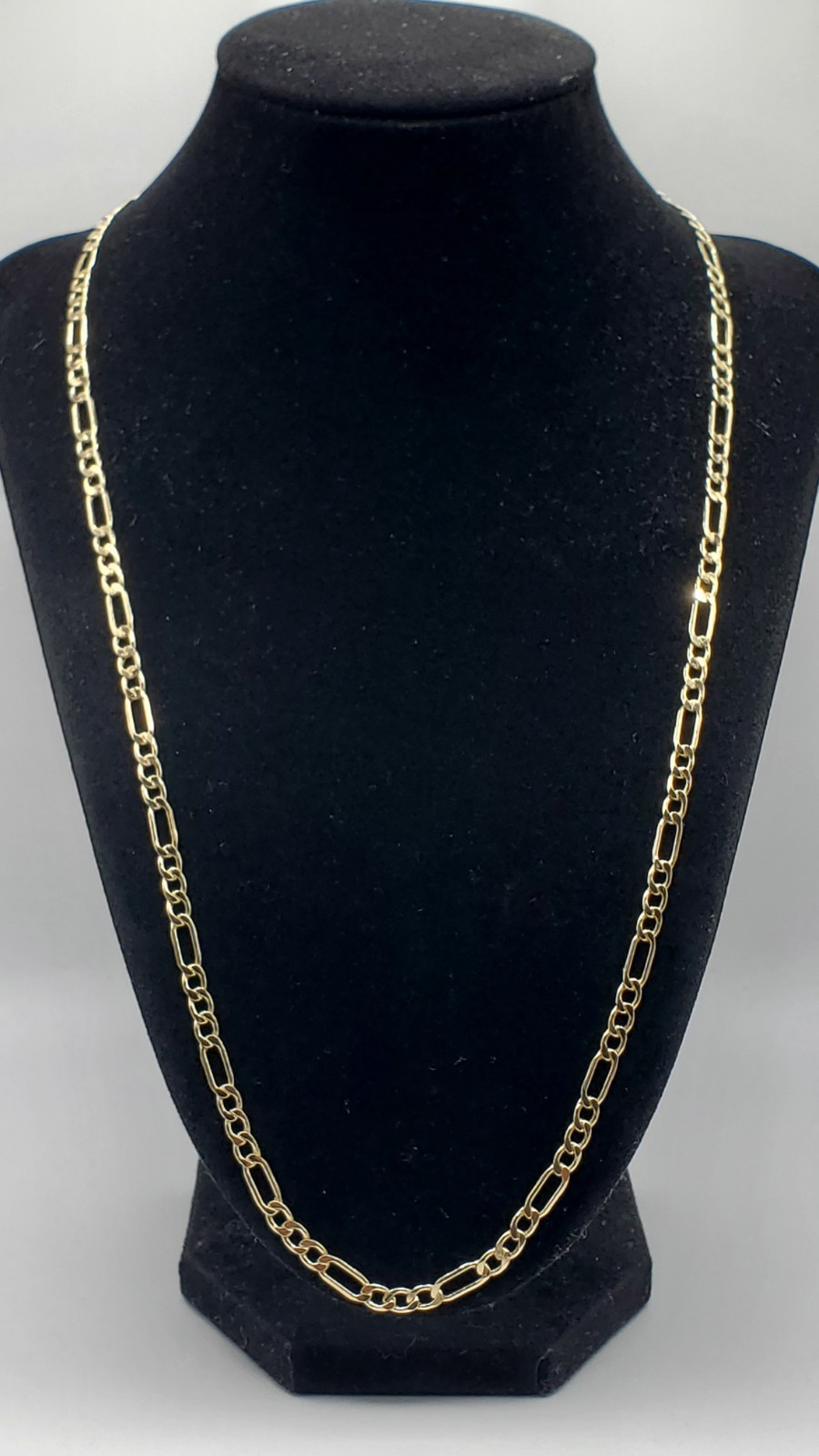 10K Yellow Gold Figaro Chain Necklace 4.3mm 24″ Men Women Italy, NEW
