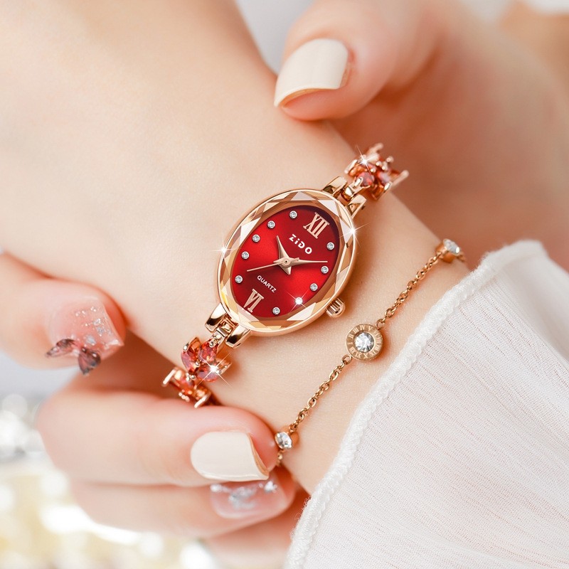 Women’s Watches Light Luxury Diamond Inlaid Female Watch Waterproof Oval Ladies