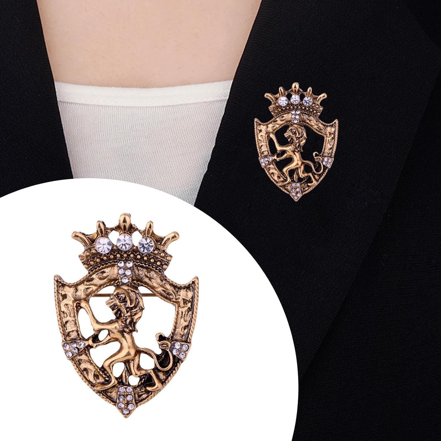 Men’s Starburst Crystal Brooch Pin Gold Luxury Suit Lapel Jewelry Gift