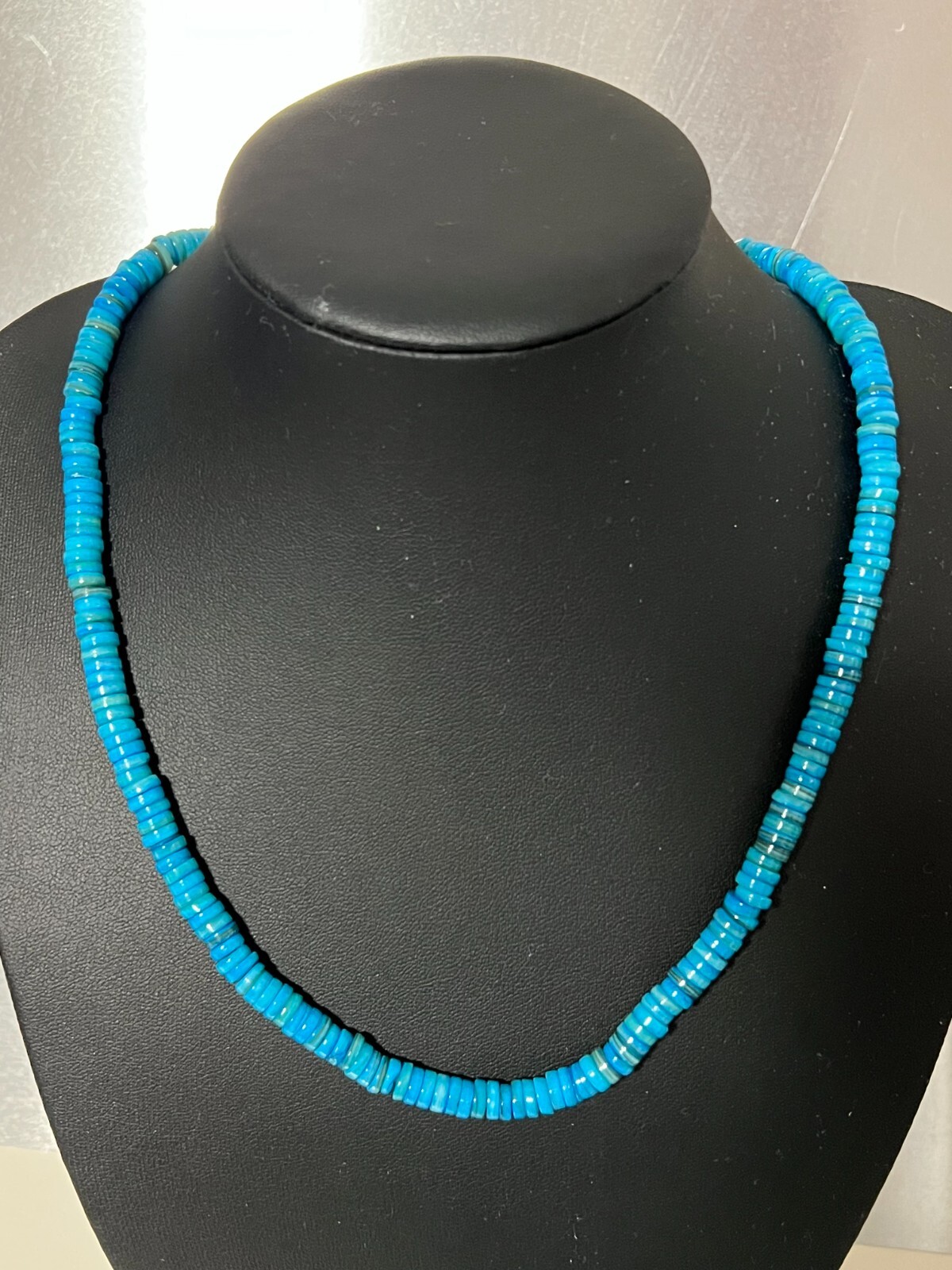 Muschel Collier Kette türkisblau Länge 50+5 cm ! 6 mm ! auffällige Farbe