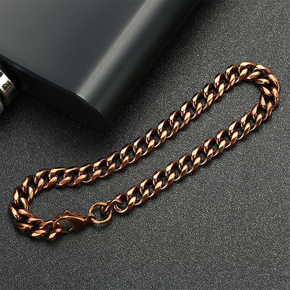 Stainless Steel Necklaces For Men Women Cuban Link Brown Basic Jewelry