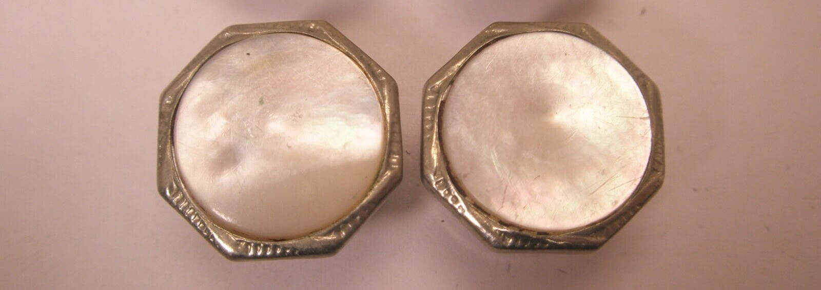 White M other of Pearl Vintage Victor/Edwardian SNAP-LINK Cuff Links kumapart