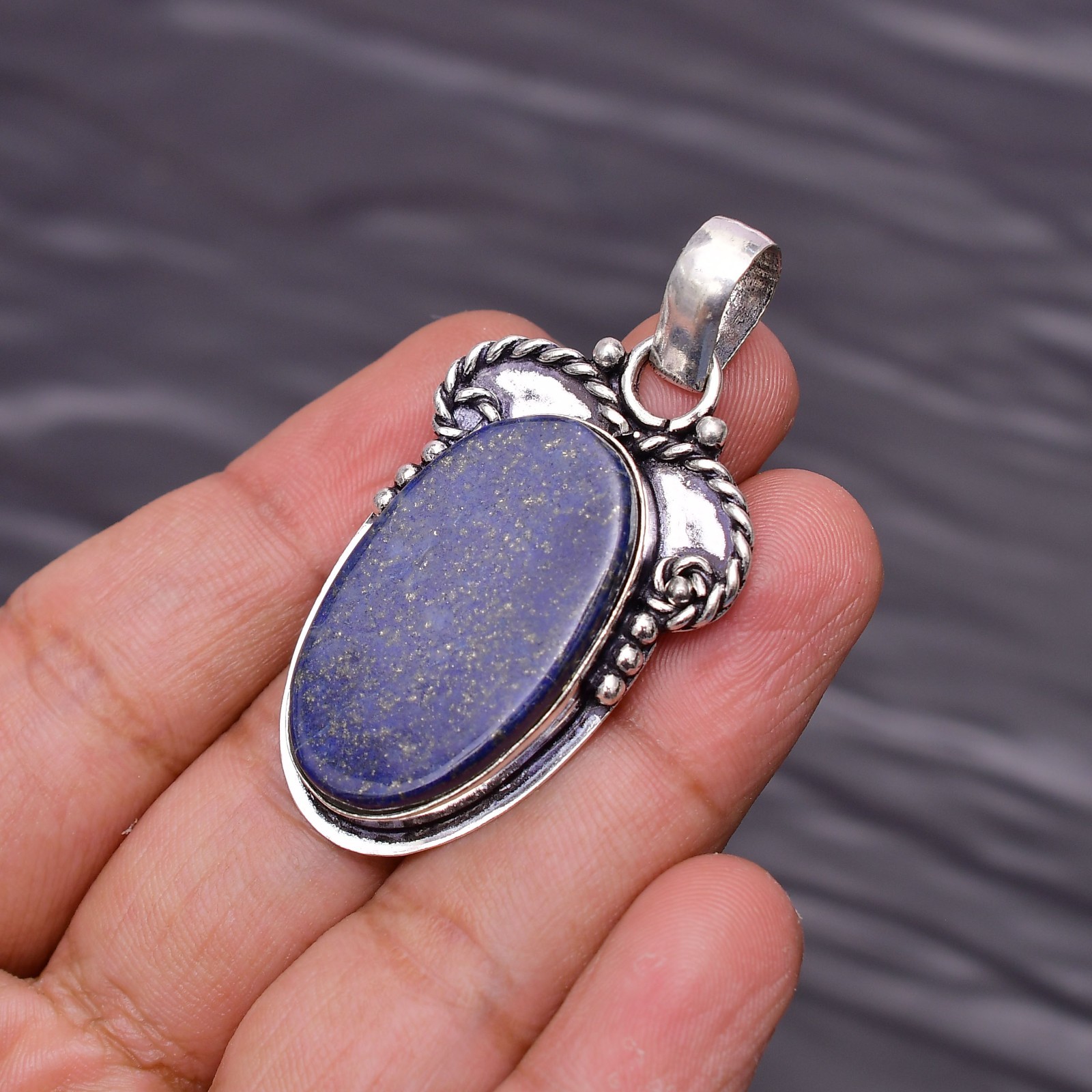 Lapis Lazuli Gemstone 925 Sterling Silver Jewelry Pendant 1.92″