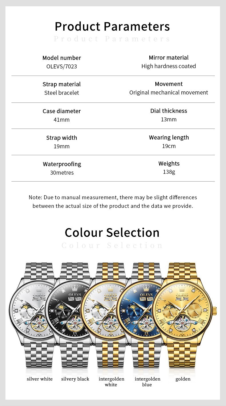 OLEVS 7023 High Quality Stainless Steel Strap Business Gents Automatic Watch