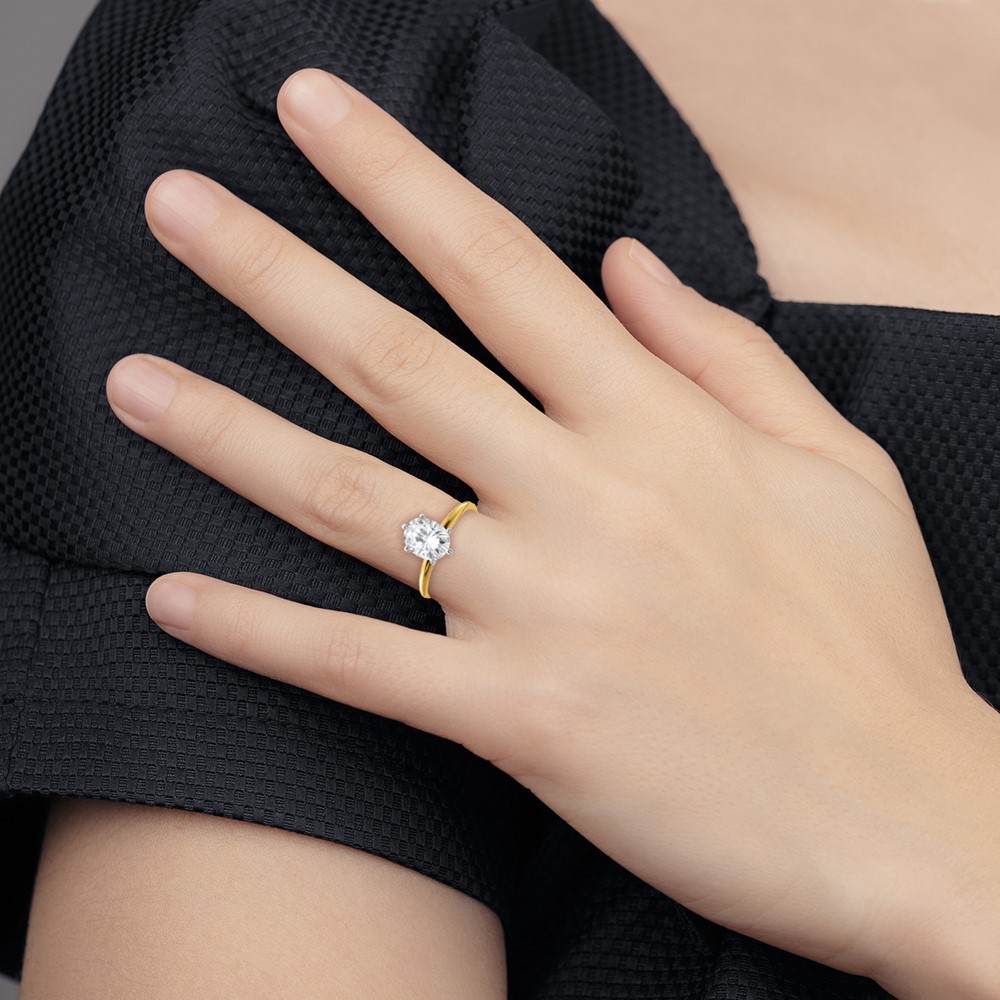 14k Yellow Gold 2ct. Oval Cut Moissanite Solitaire Engagement Ring Size 8