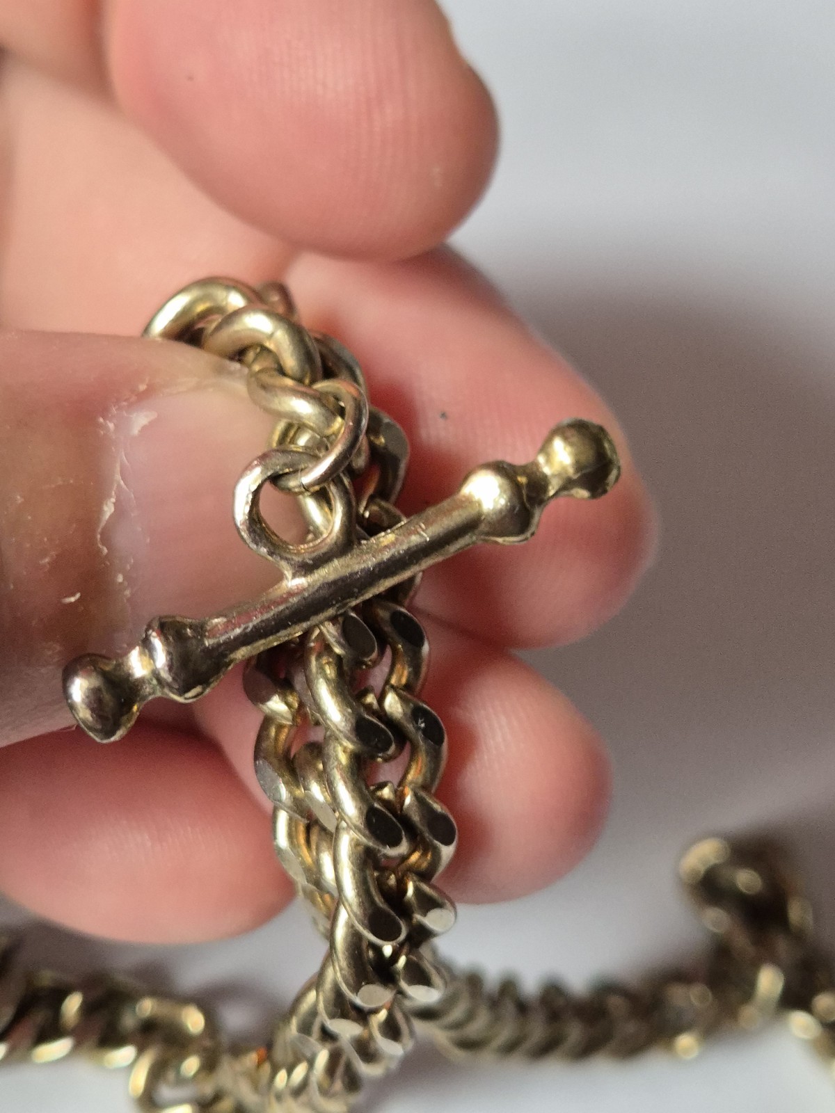 Vintage 80s Gold Tone Pocket Watch Chain Signed 777