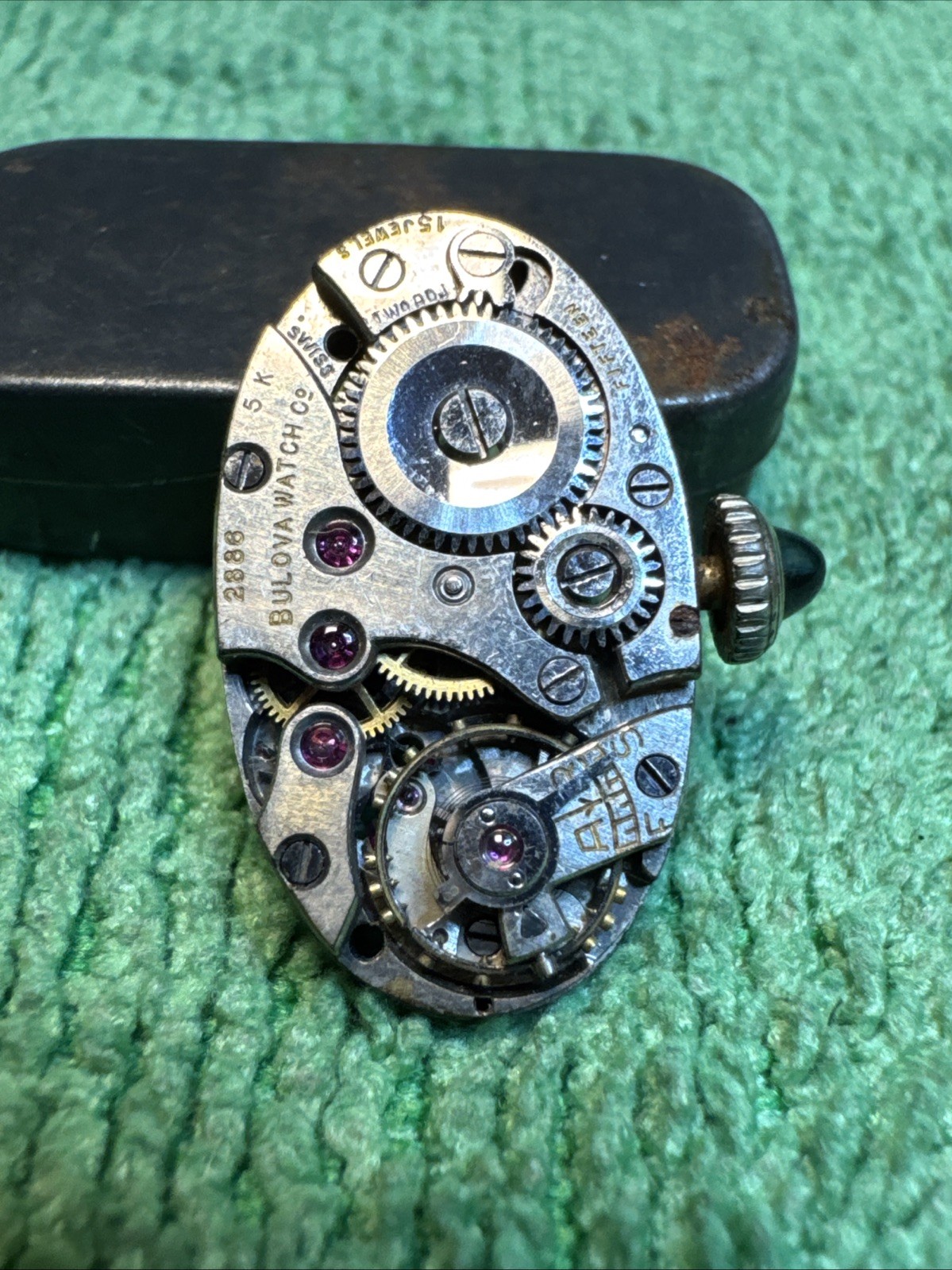 Untested Bulova 2886 5K Vintage Movement Winds And Running and Stops