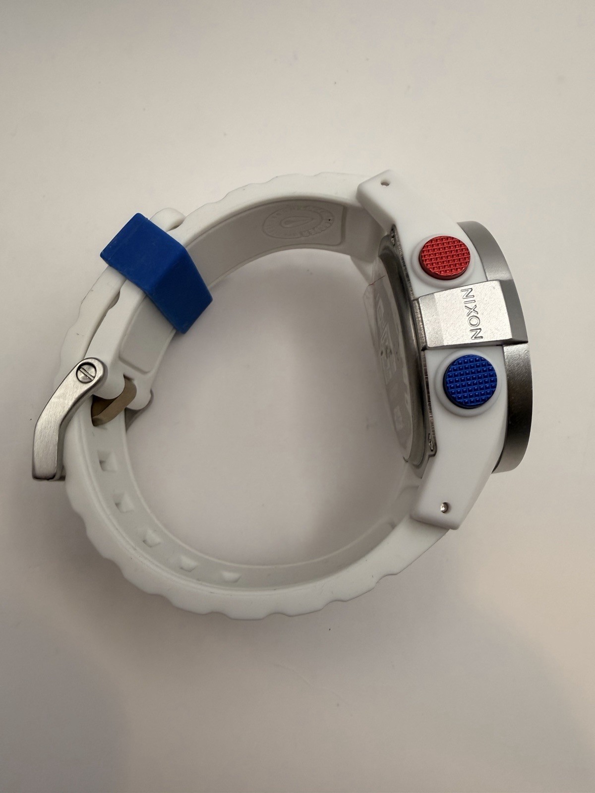 Nixon Star Wars R2-D2 Unit Watch, Featuring a 44mm White Case and a Blue Bezel.
