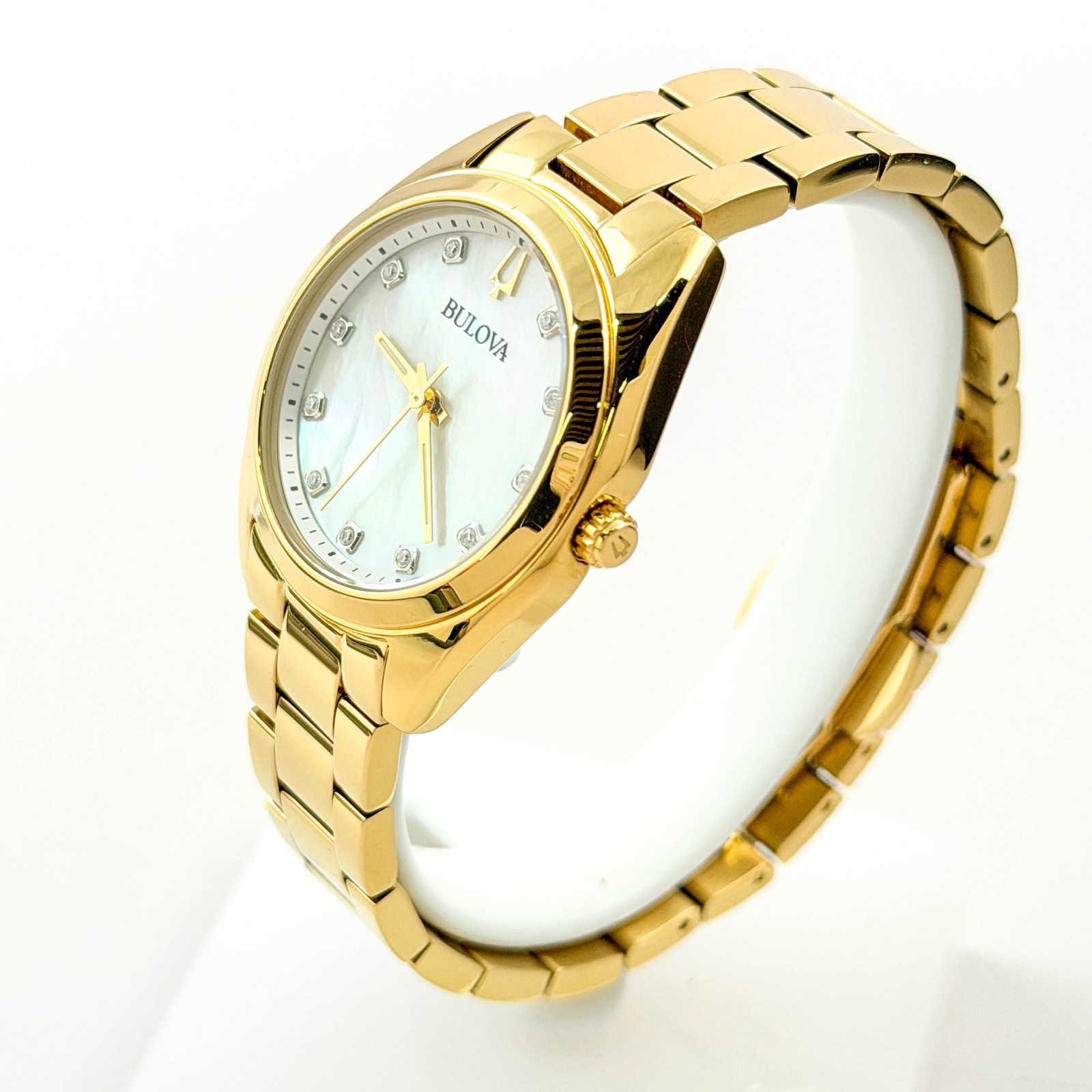 Bulova Surveyor 97P172 Mother-of-pearl Dial w Diamond Accent Ladies Watch 31mm