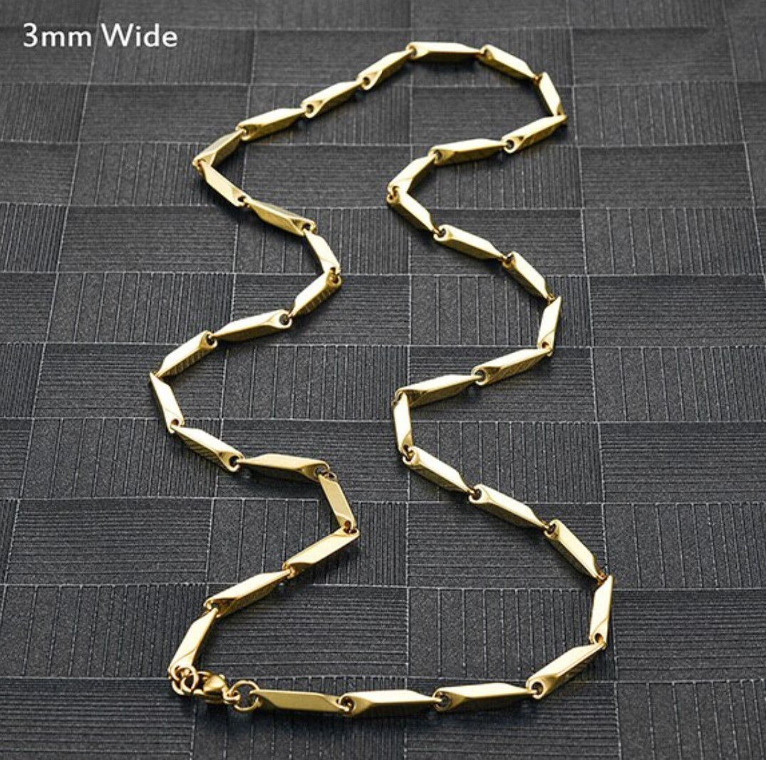 Gold Stainless Steel 50cm(19.7 in) 3mm Rhombus Chain with lobster clasp