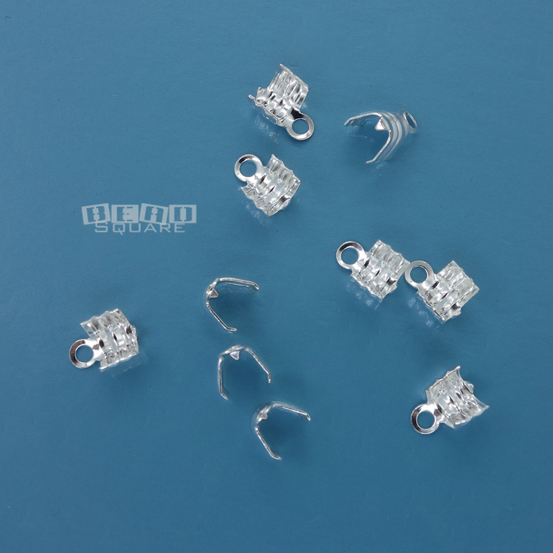 10PC Solid Sterling Silver Fit 3.5mm – 4mm Cord End Crimp Connector #33334
