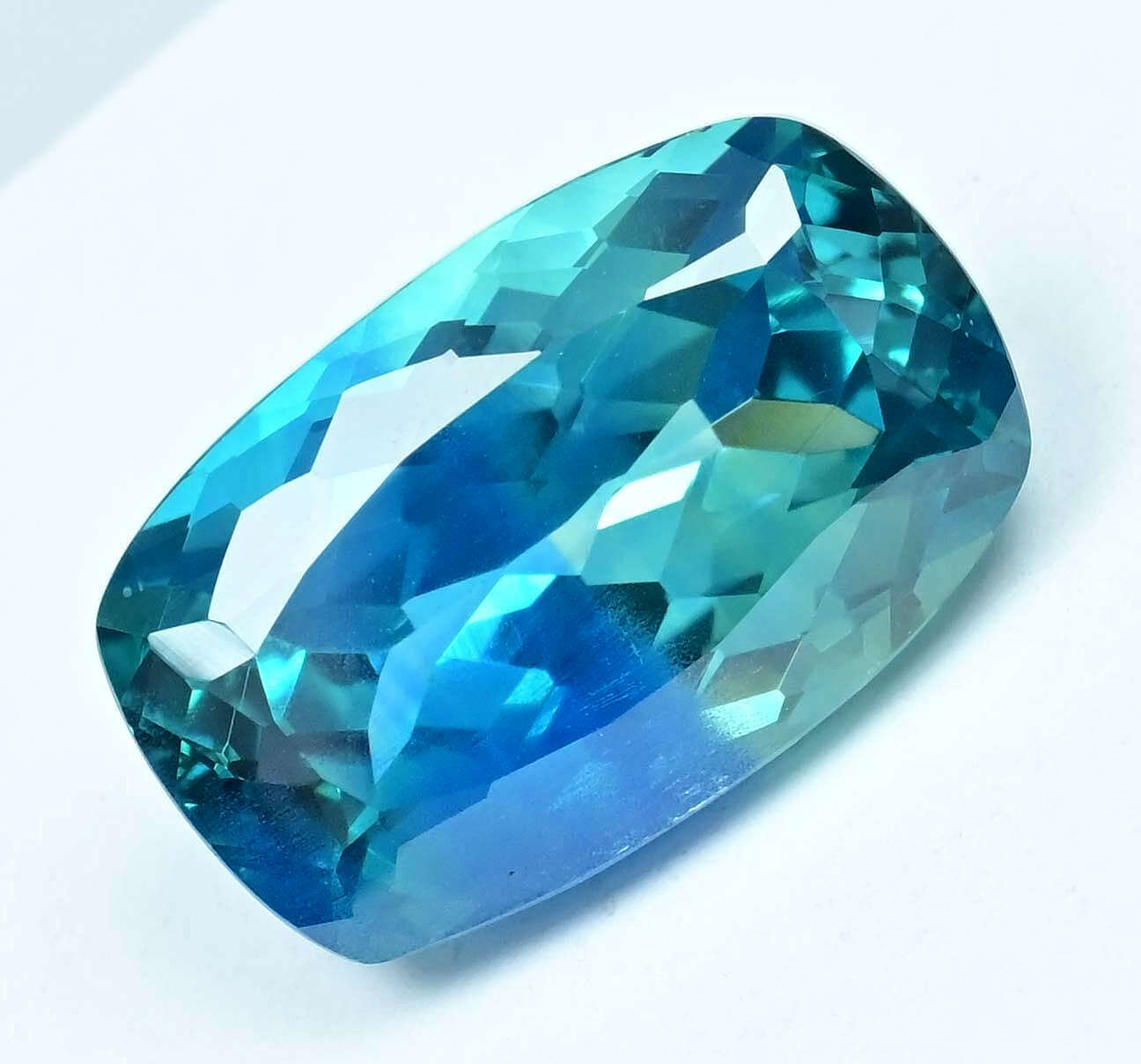 26.75 Ct Natural Bi-Color Paraiba Tourmaline Certified Cushion Loose Gemstone